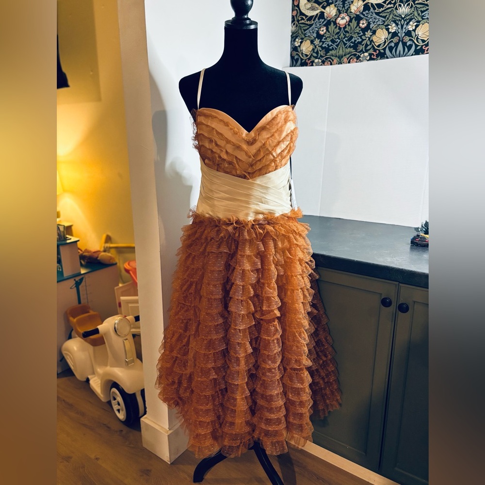Unique Vintage Mocha & Cream tulle ruffle cupcake dress Sz 1X/16 NEW fairycore